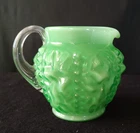 Vintage Fenton for LG Wright Beaded Curtain Green Cased Creamer - UNMARKED