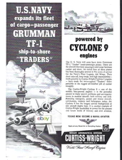 GRUMMAN AIRCRAFT U.S.NAVY TF-1 TRADERS CURTISS WRIGHT 1957 AD