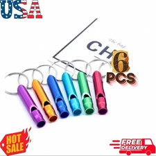 6pcs Emergency Loud Survival Whistle Boating Hiking Camping Sports W/ Key Chain