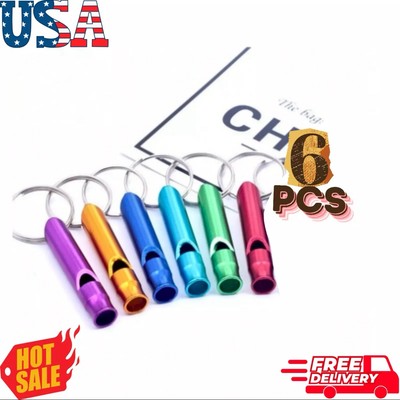 6pcs Emergency Loud Survival Whistle Boating Hiking Camping Sports W/ Key Chain