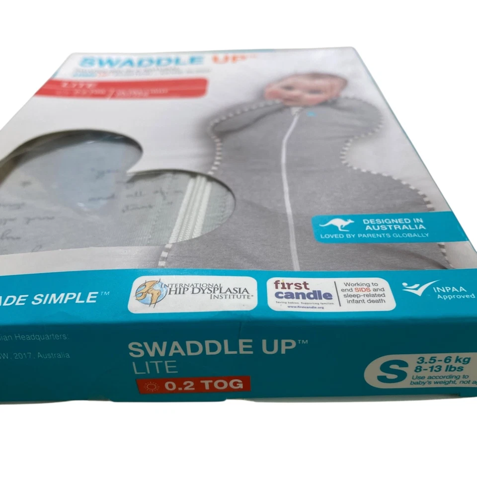 Swaddle up Lite 0.2 Tog- Baby S 码 7-13 磅 超轻 棉 Stage 1 灰色 — 第 4/4 张图片