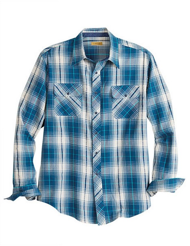 Tin Haul Western Shirt Mens L/S Denim Trim L Blue 10-001-0062-0714 BU CLEARANCE