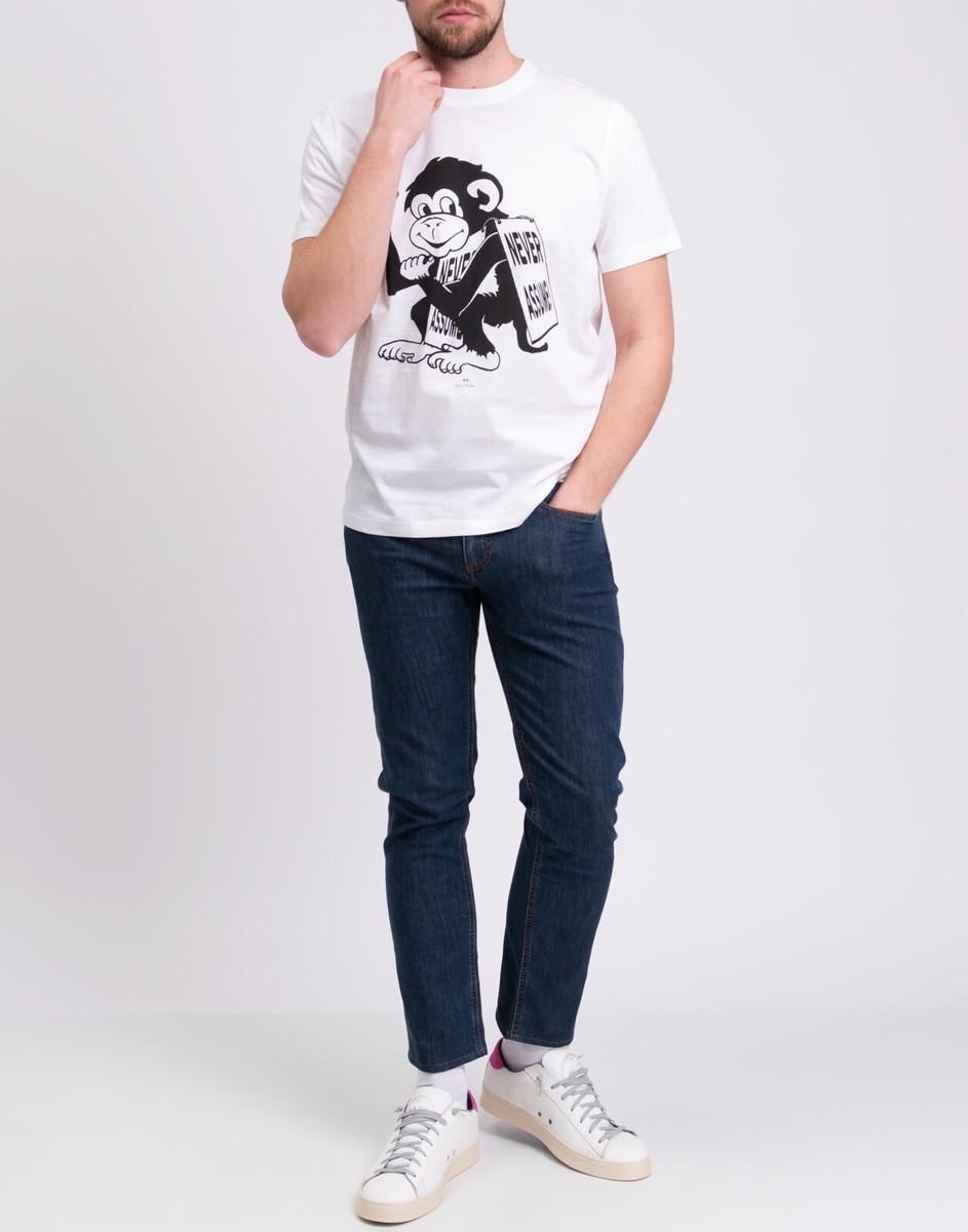 RRP €175 PS PAUL SMITH T-Shirt Size S White Printed Vulgar Monkey 