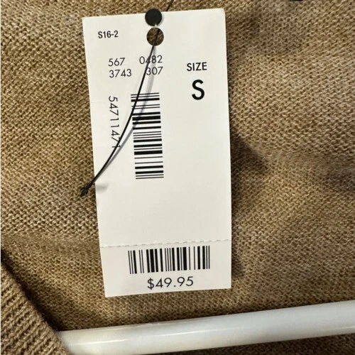 The Limited Sweater Womens Small Tan Merino Wool Blend V-Neck Knit Pullover NEW - Image 2 of 4