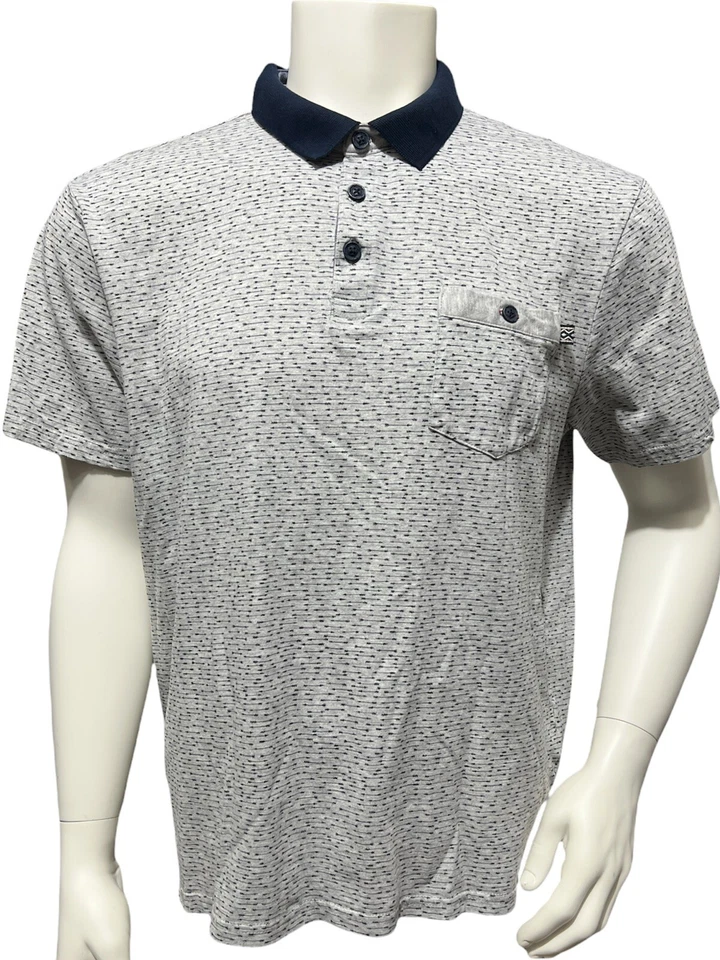 Retrofit Men Casual Golf Polo Shirt Size Adult XL Gray Black Short Sleeve Pocket - Image 2 of 4