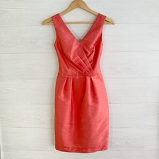 Alfred Sung - Candy Coral V front back sheath dress sash, sz 0