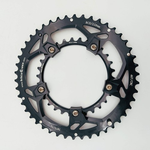BikinGreen Oval CNC Chainring 46/30T Shimano 4 Arm 10-12Spd - Foto 2