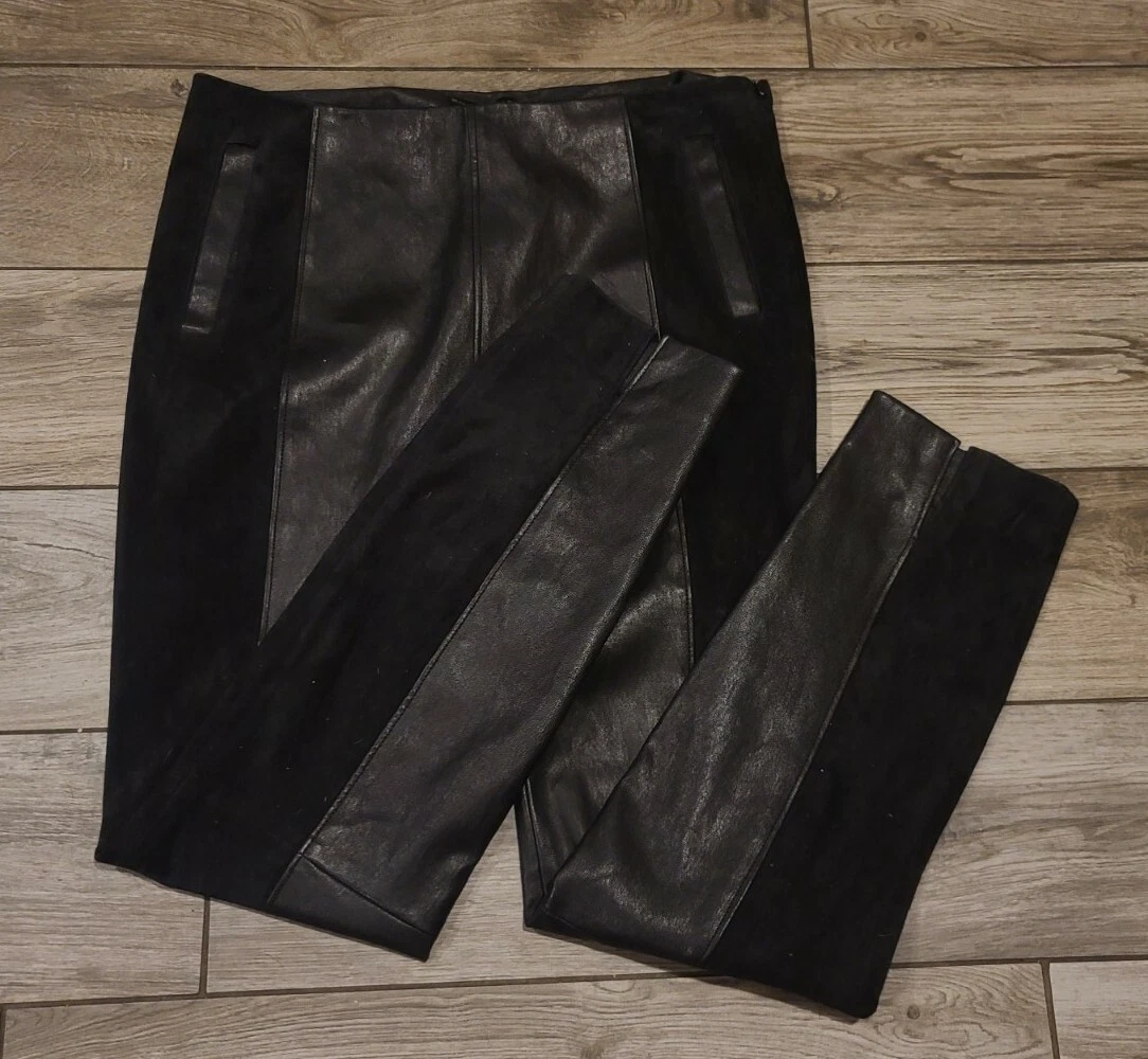 Balenciaga Womens Lamb Leather Suede Pants Trouser Size Eu 42 Us 10 Black Skinny