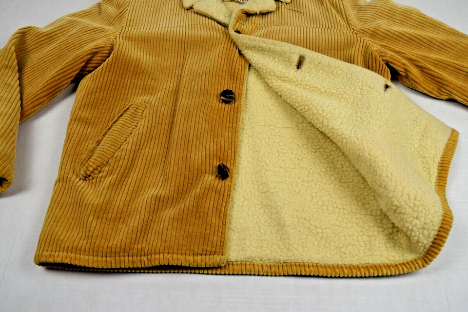 Abrigo de Pana Vintage Pacific Trail Talla M/L Años 50 Golden Wheat Sherpa Line Chaqueta Foto 4 de 4