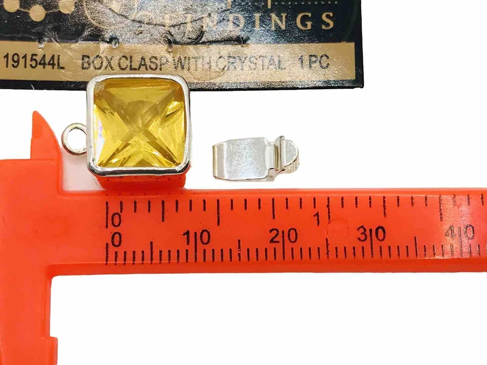 Yellow Crystal Silver Box Clasp - Image 2 of 3