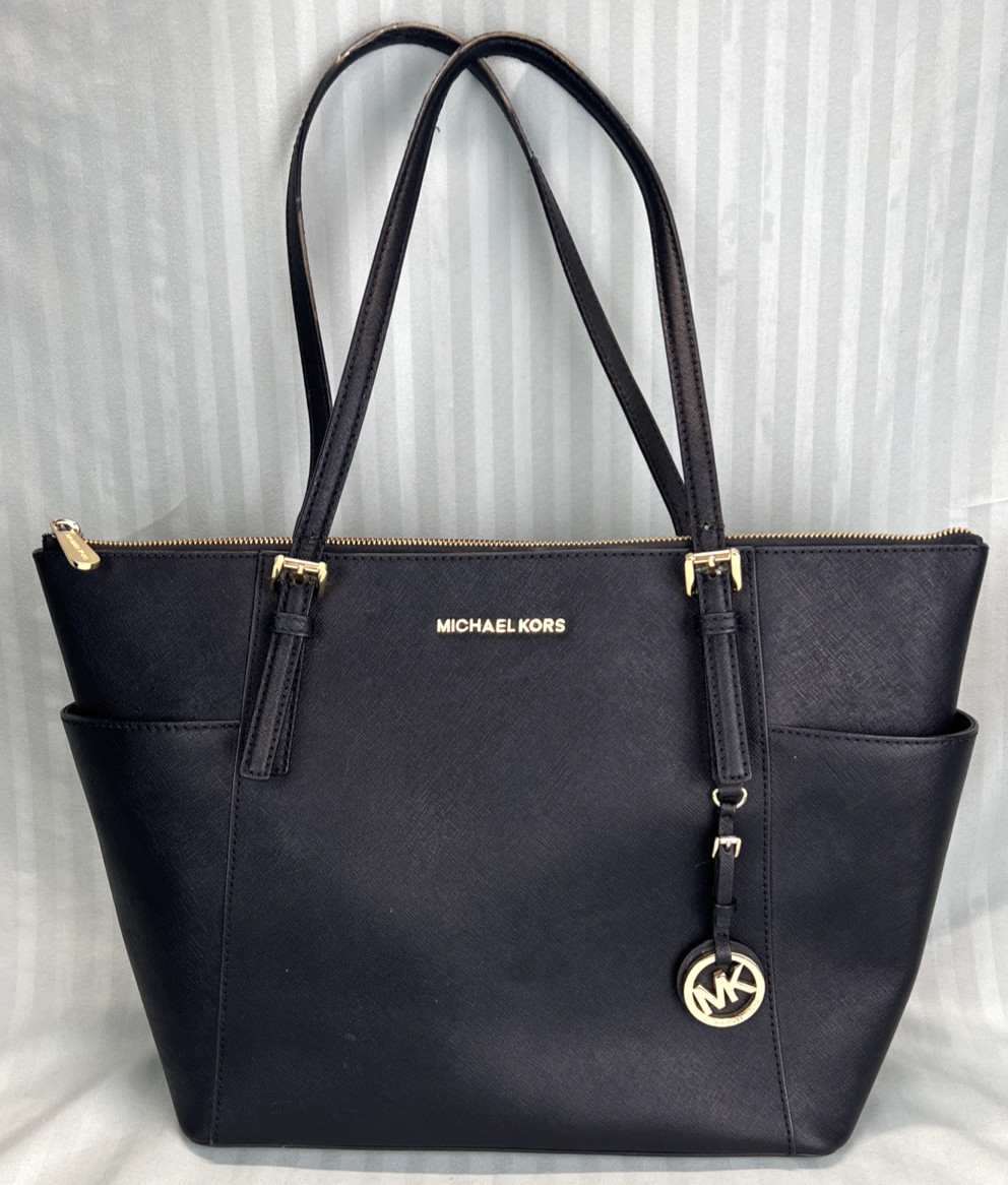 Michael Kors Gold Black Leather Handbag Purse