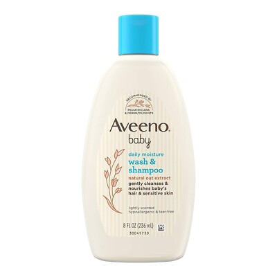 Aveeno Baby Daily Moisture Baby Shampoo and Body Wash gently clean Oat 8 oz.