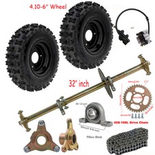 32" GoKart ATV Live Rear Axle Kit Brake Assembly 420 Sprocket Wheel Hub Quad DIY