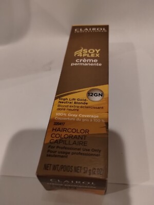Clairol SOY4PLEX Permanent Hair Color Cream Creme 2 oz 12G High Lift Gold Blonde