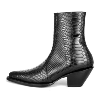 Bespoke Crocodile print Leather Mexican zipper men's extra heels elevation Boots
