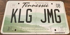 KLG JMG Vanity License Plate Tennessee Kalunga to Jamga Railway