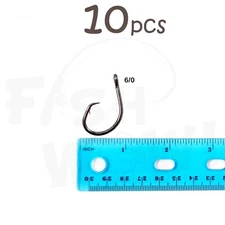 10pcs Size 6/0 Fish WOW!® Fishing 4x strong Offset circle hooks Short Shank @US