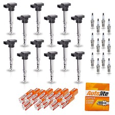 12 Ignition Coil 12 Autolite Spark Plug For 03-12 Bentley Continental W12 6.0l