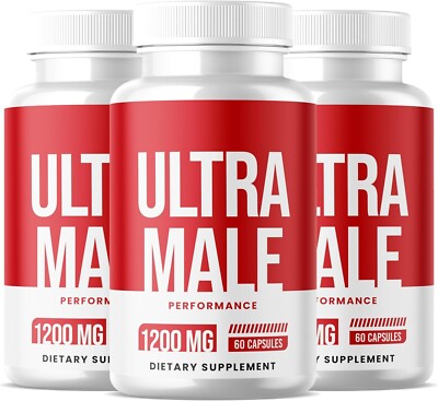 Ultra Male Performance All Natural Formula Supplements ( 180 Capsules ) 3-Pack