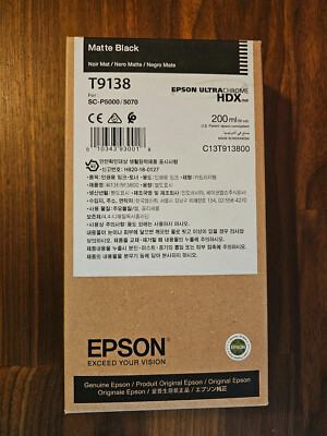 Genuine Epson T9138 Matte Black HDX Ink 200ml SC-P5000/5070