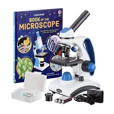 AmScope 40X-1000X Dual Light Glass Lens Student Microscope w/slides guide Book