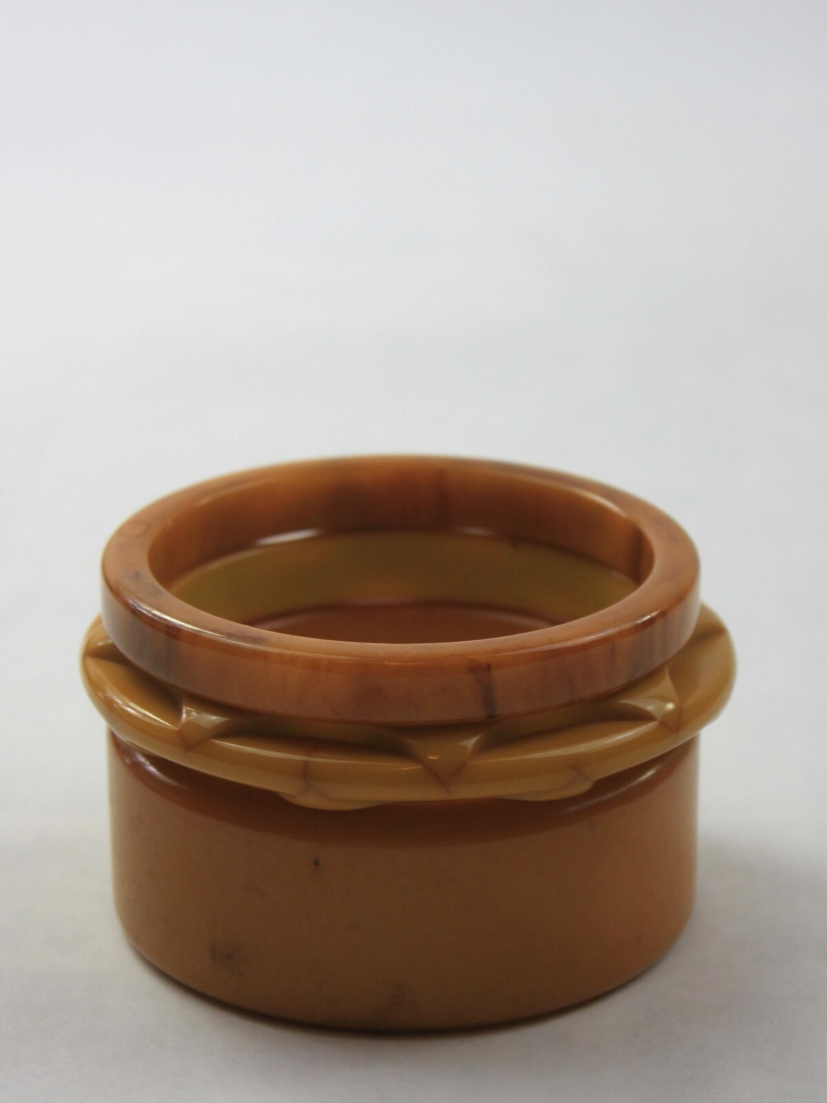 Bakelite Bangle Stack Set Butterscotch Wide Wall … - image 1
