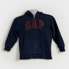 Gap Kids Navy Blue Faux Fur Lined Full Zip Hoodie Sweatshirt Size Small 6/7 