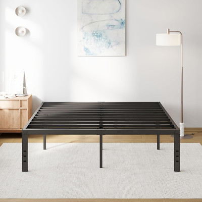 18 Inch Tall Metal Platform King Size Bed Frames with Maximum Storage, Anti-Slip