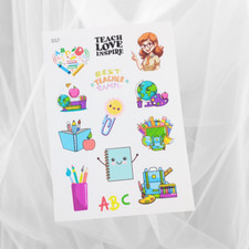 Teacher Appreciation Handmade School  Book-Themed Vinyl Sticker Sheets