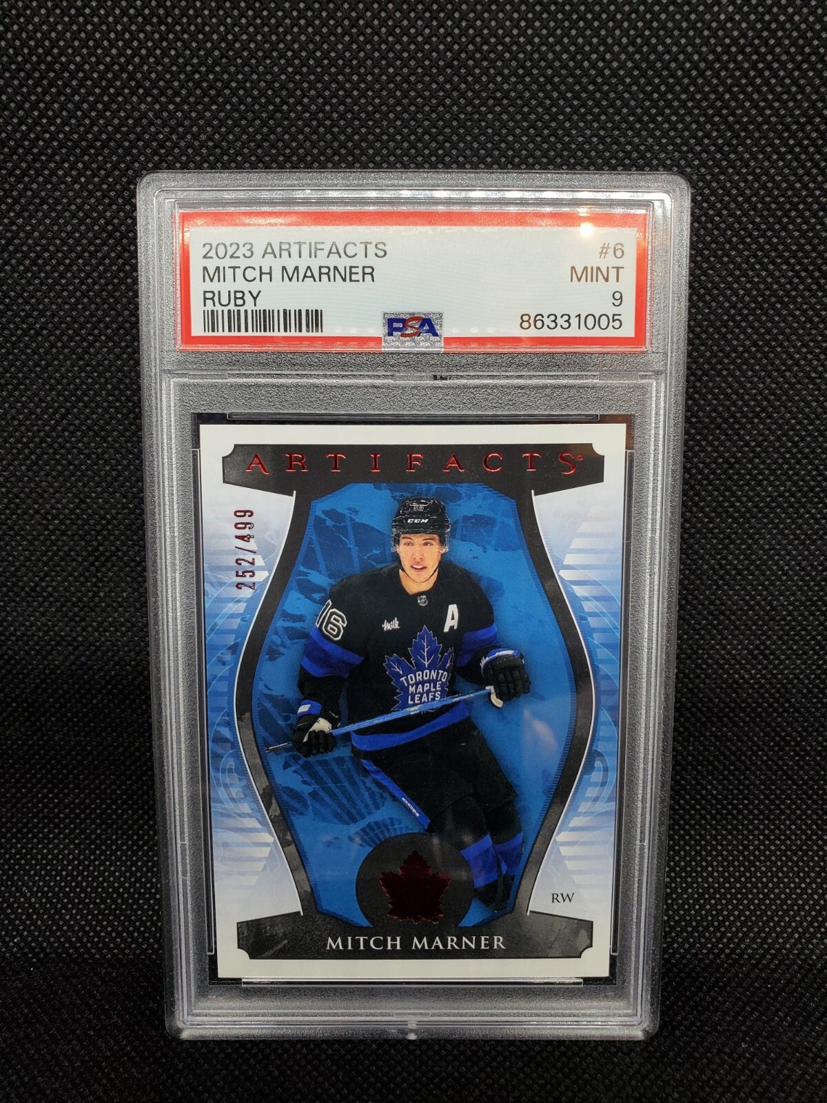 2023 UPPER DECK ARTIFACTS 6 MITCH MARNER RUBY /499 PSA 9