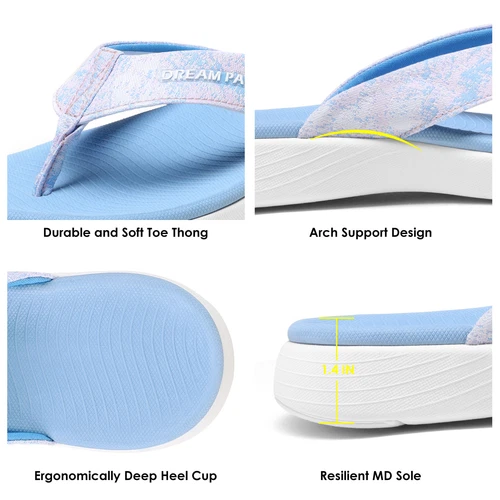 Women Arch Support Flip Flops Thong Sandals Outdoor Walking Beach Sandals - Picture 24 of 29
