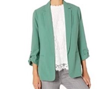Kensie NWT Stretch Crepe Blazer Jacket w/ Roll Tab Sleeve Detail XS Green