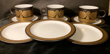 Vtg MCM Hornsea MIDAS  Gold Aztec Trio Cup, saucer & plate John Clappison 1980s