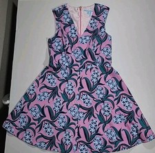 Draper James Pink Dress Blue Floral Size 10