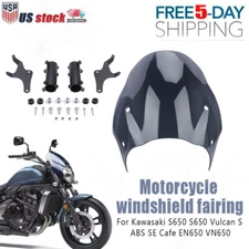 Motor Windshield Windscreen Deflector Gray For Kawasaki Vulcan S 650 VN650 15-24