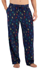 Club Room Men's Holiday Lights Fleece Sleep Pant, Navy, L