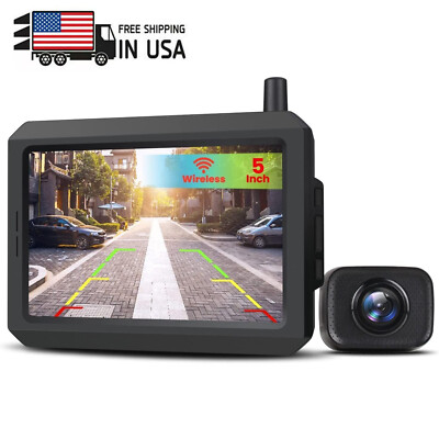 AUTO-VOX W7 Wireless Backup Camera 5'' HD Monitor Rear View Reverse for Truck SUV
