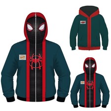 Kinder Jungen Spiderman Miles Morales Kapuzenjacke Sweatjacke Sweatshirt Hoodie/
