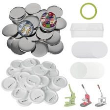 100 Sets 58mm/2.28 in Button Maker Supplies, Button Covers Galvanized Iron, P...