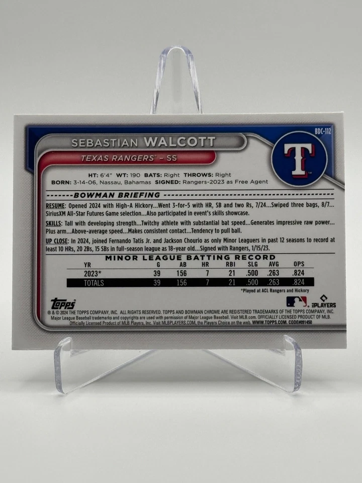 2024 Bowman Draft Chrome #BDC-112 SEBASTIAN WALCOTT - Image 2 of 2