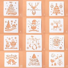 12PCS/ Pack Classic Christmas Painting Stencil Kit Christmas Decoration Supplies
