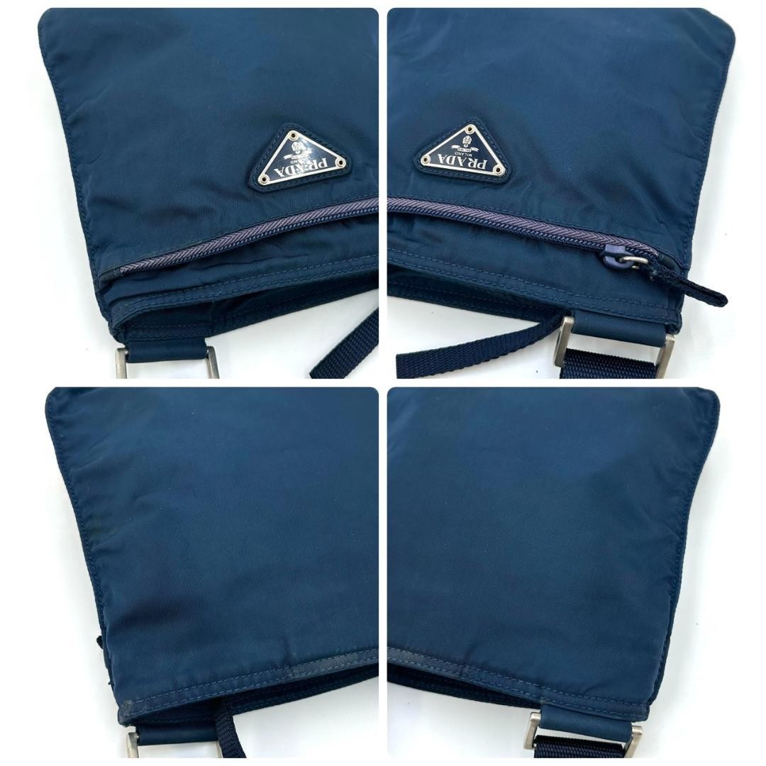 PRADA Nylon Triangle Logo Shoulder Bag Vintage Navy Authentic Crossbody Bag thumbnail 9