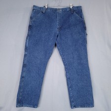Wrangler Men's Carpenter Jeans Blue Denim 42x30 Cotton Polyester Straight Leg