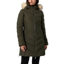NEW $649 PAJAR Canada Queens Faux FurTrim Hooded Down Parka Jacket Coat XS Olive