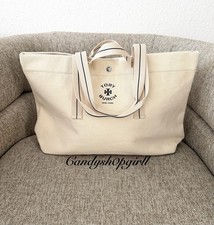NEW TORY BURCH Large Canvas Shopping Tote Travel Bag LIMITED EDITION