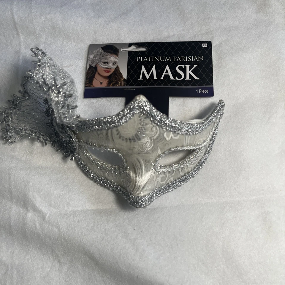 Masque - PLATINUM PARISIAN MASK Masquerade Venetian Mardi Gras Mask Costume - Image 2 of 4