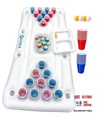 Floaty with Cooler & 20 Party Cups - Inflatable Pool Table Summer Party Pool