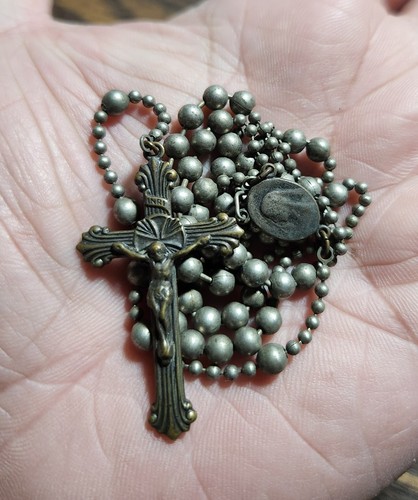 Vintage WWII Military Rosary Religious Catholic Medal Crucifix Pendant Lot #D