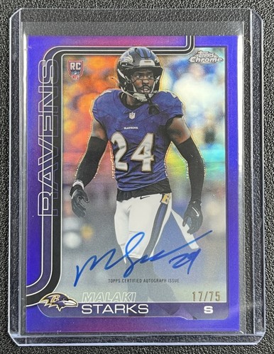 MALAKI STARKS 2025 TOPPS CHROME #RA-MS ROOKIE AUTO PURPLE REFRACTOR RC 17/75