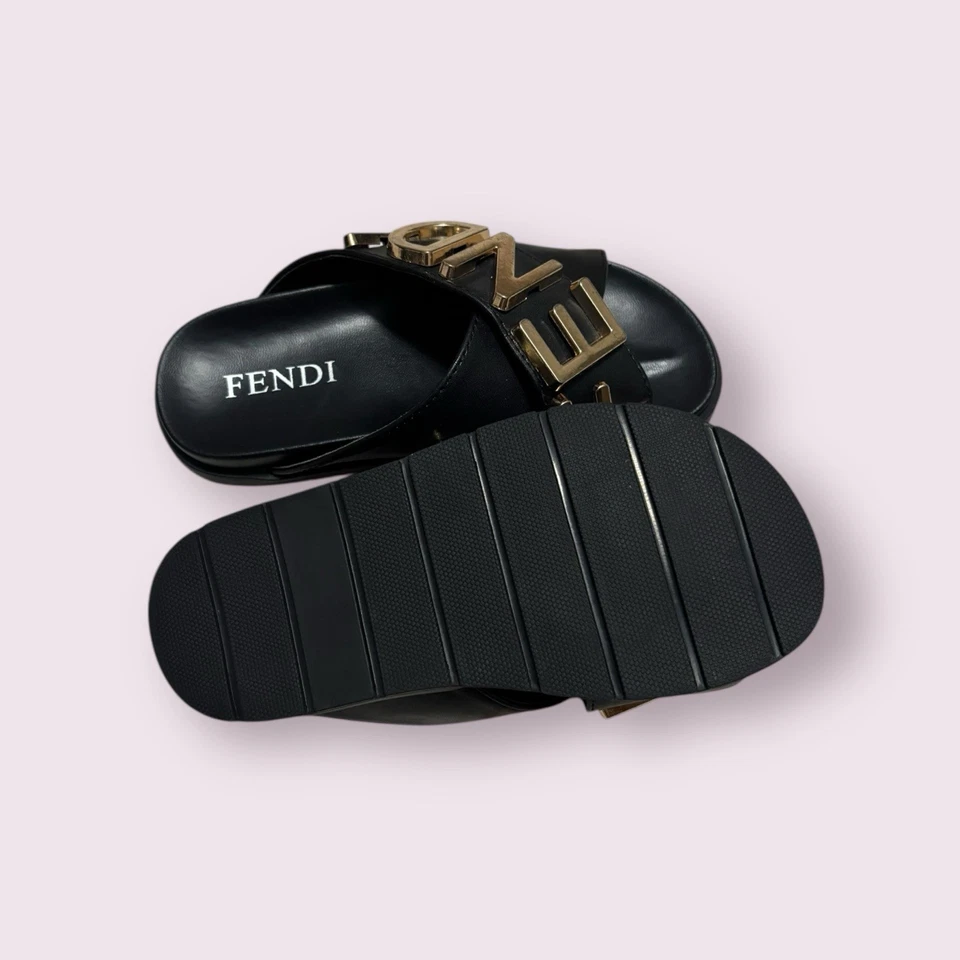 Fendi Kid’s Fendigraphy Slide Sandals Leather - Image 4 of 4